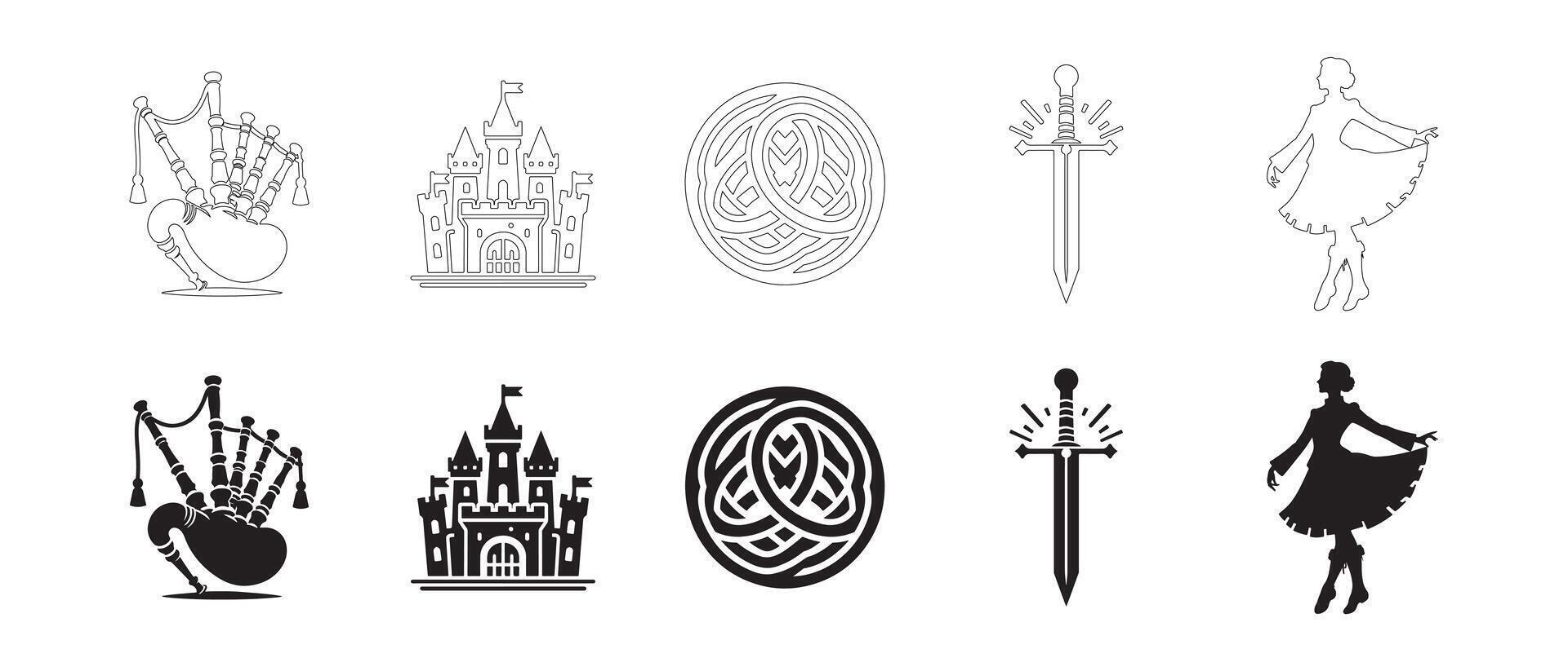 Clean Scottish Heritage Icons for Digital and Print Use vector