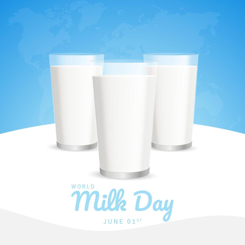 Milk glass illustration for World Milk Day June 1st vector
