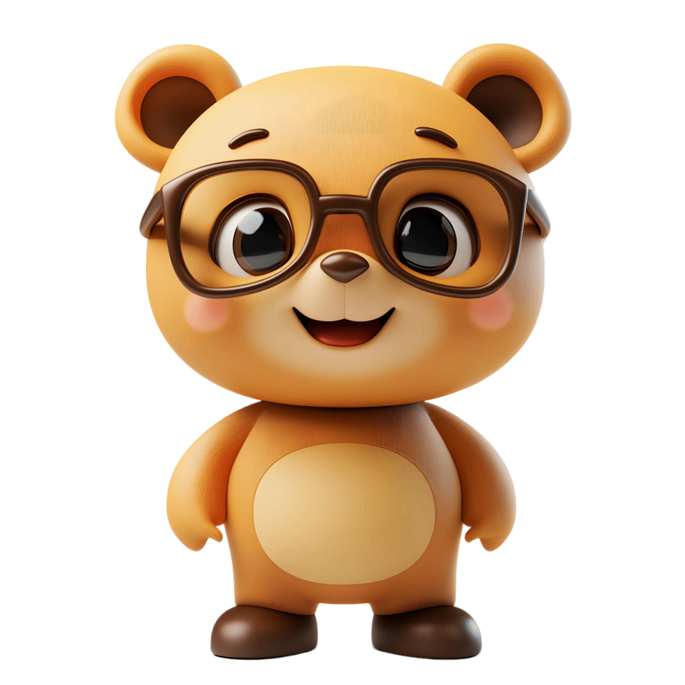 Playful 3D Cartoon Teddy Bear for Design Use png
