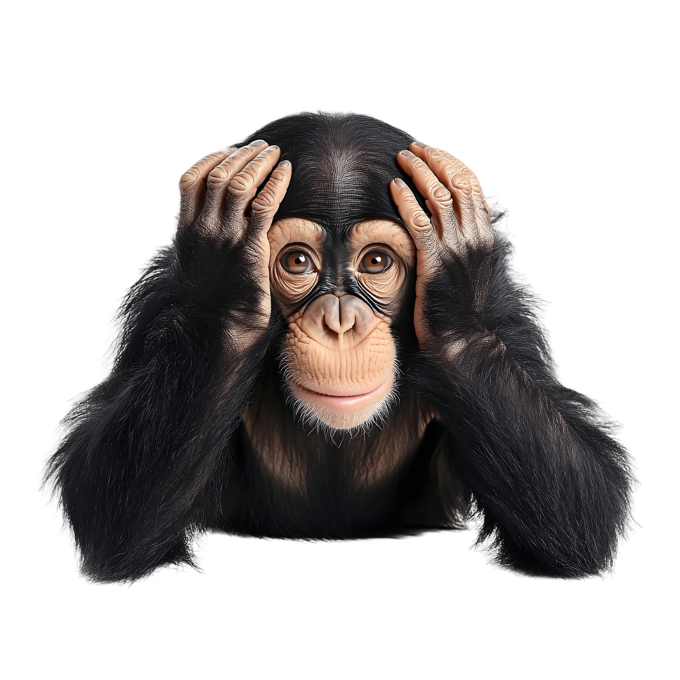 Playful Chimpanzee Touching Its Face png