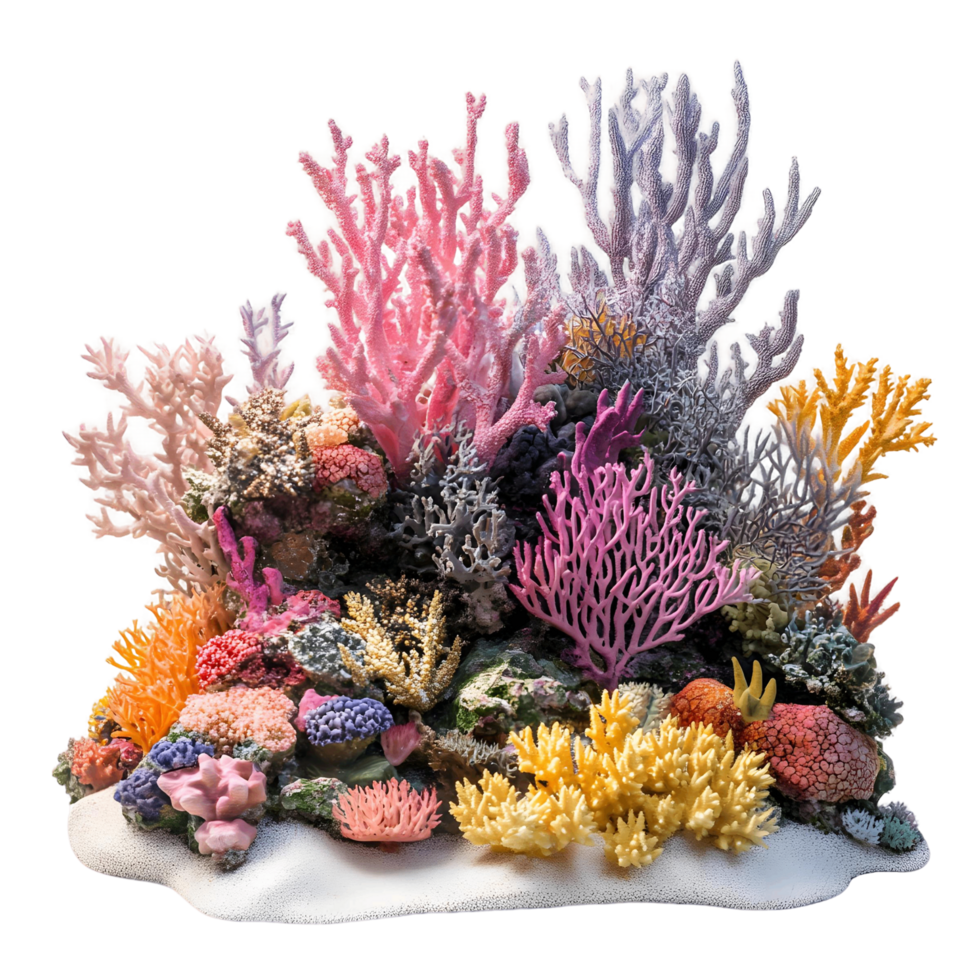 Lush and Bright Coral Reef on Transparent Background png