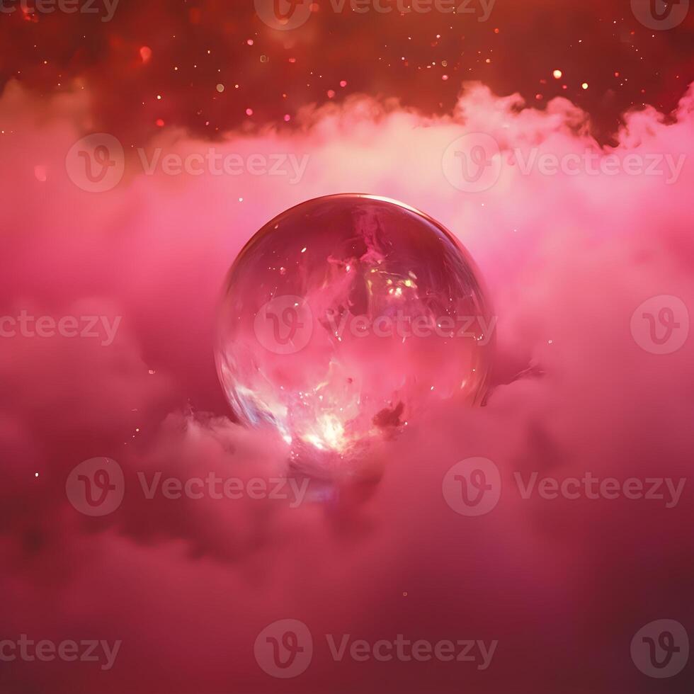 A pink ball floating in the clouds photo
