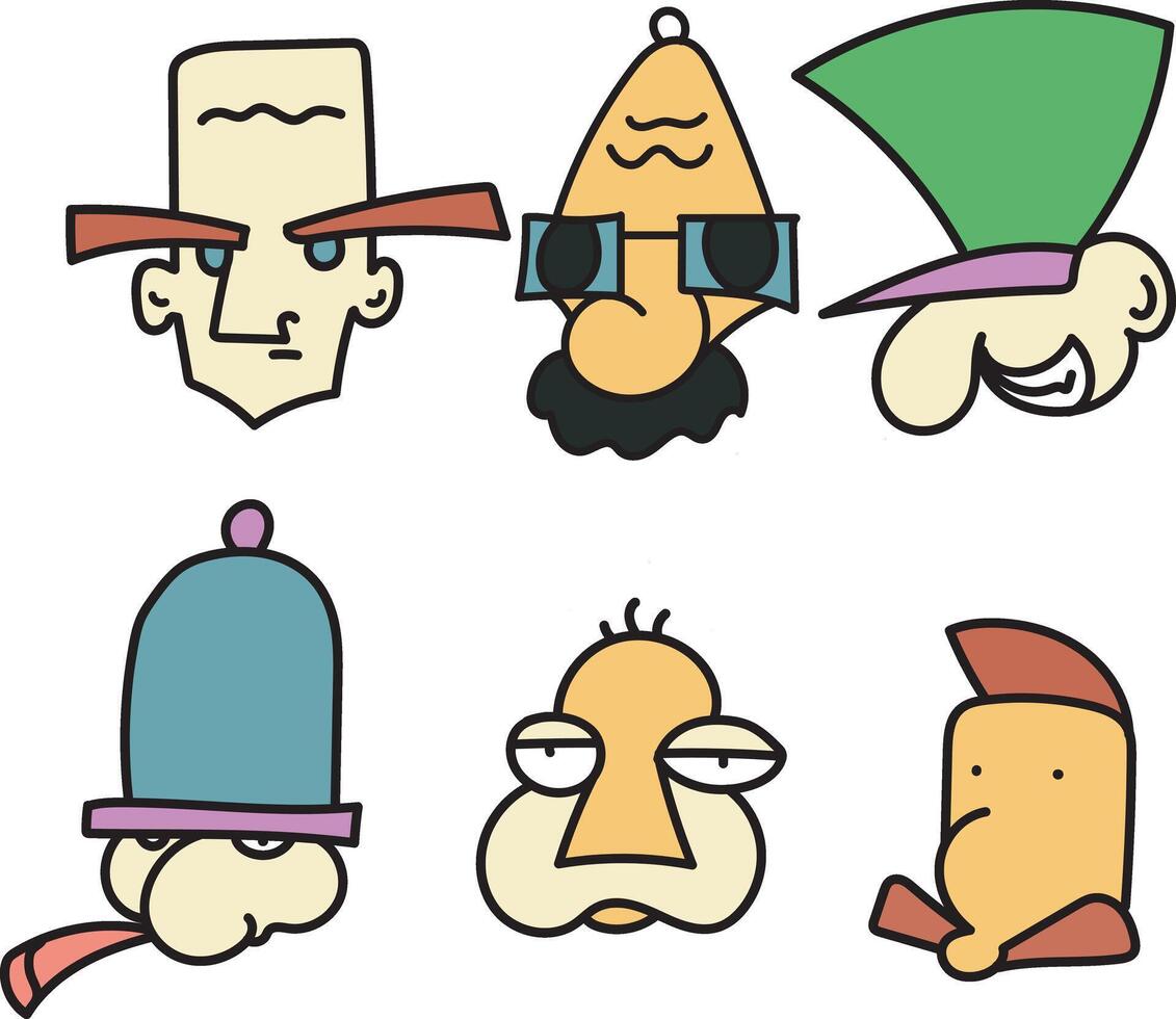 character set face illustration design with animation simply style icon vector