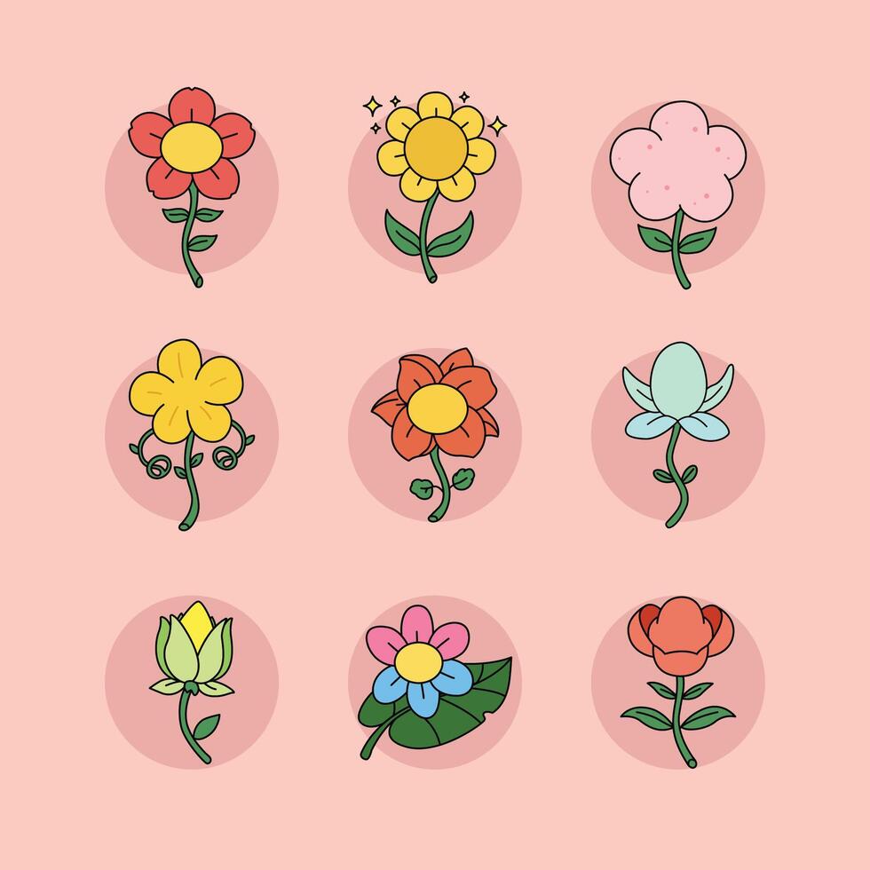 Nine Flowers with Unique Characteristics vector