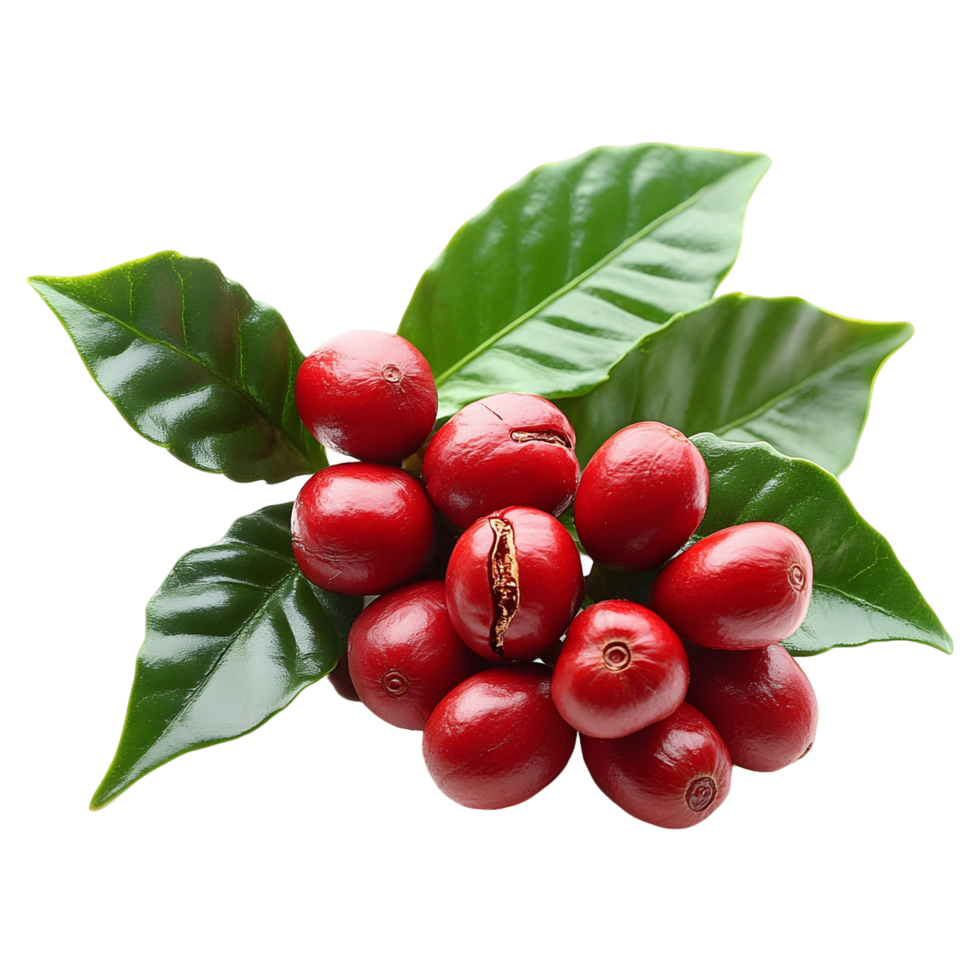 Fresh Coffee Beans on a Tree Branch Isolated png