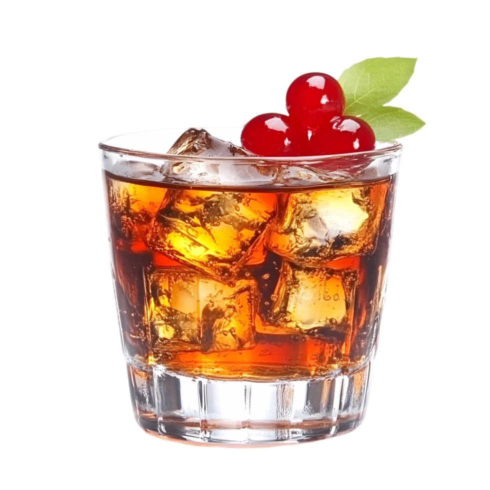 Refreshing Old Fashioned Whiskey Drink on Transparent Background png