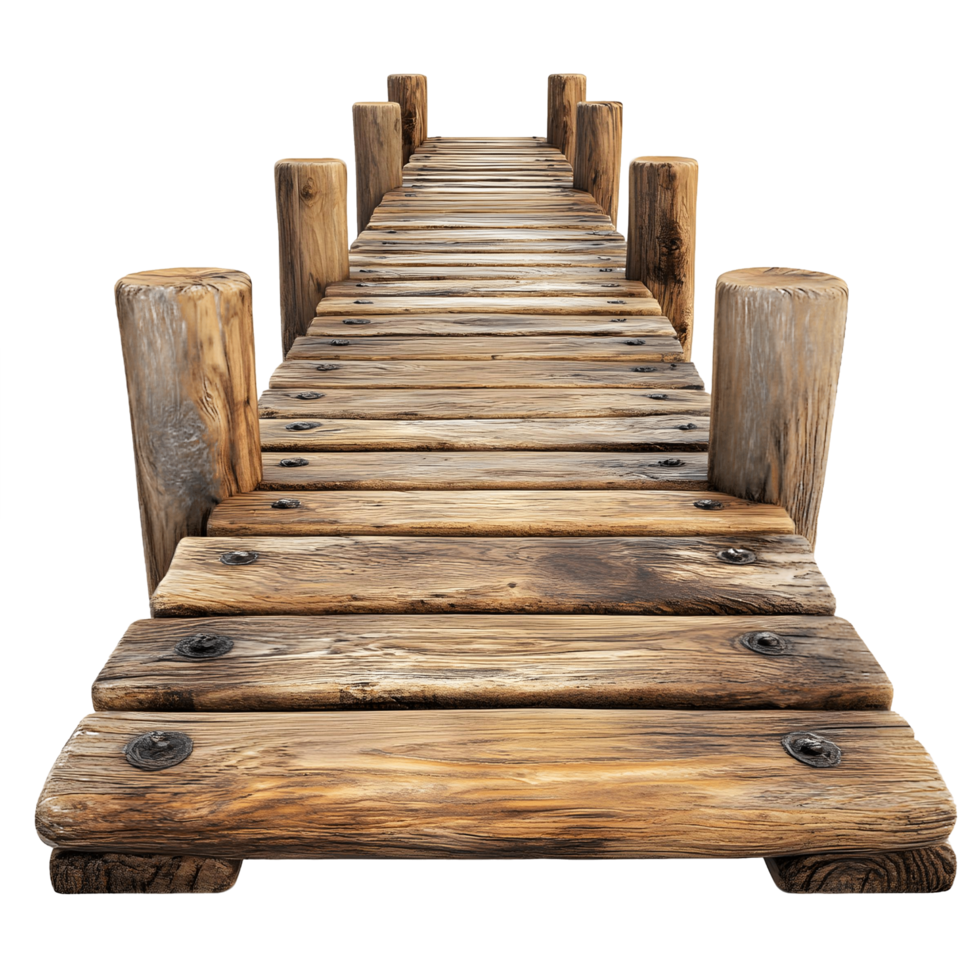 Classic wooden dock stretching over calm waters png