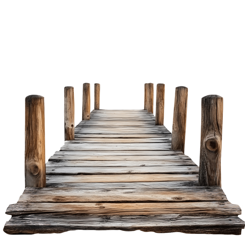 Simple lakeside pier built from sturdy timber png