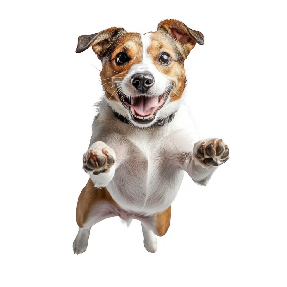 A dog is jumping up in the air png
