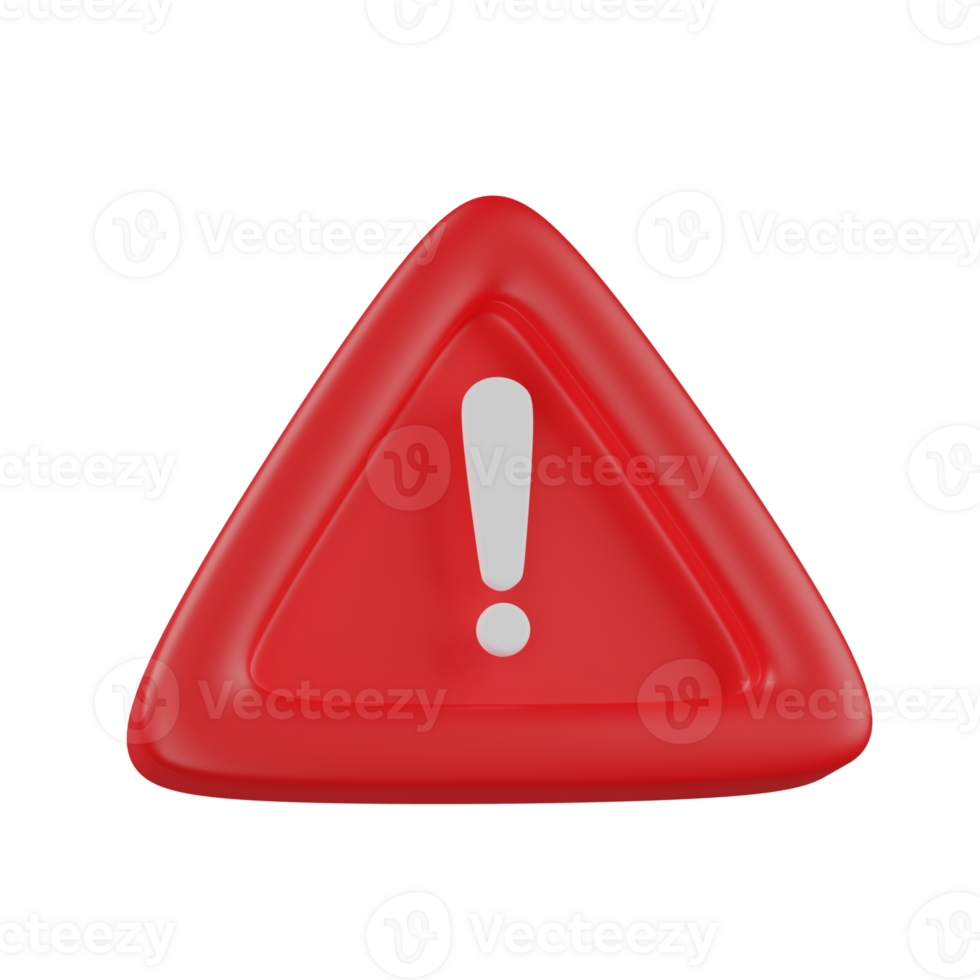 3d render red Error Warning illustration png