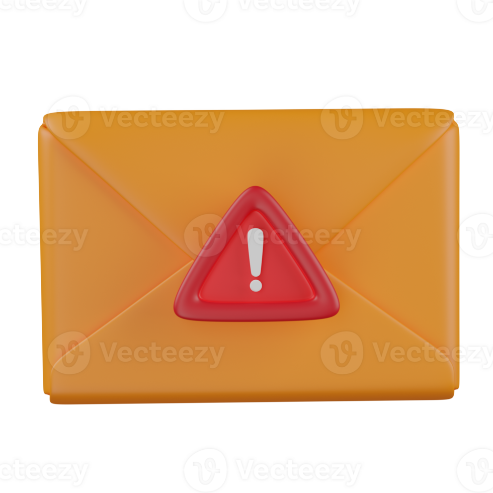 3d render Email Alert and Warning Notification illustration png