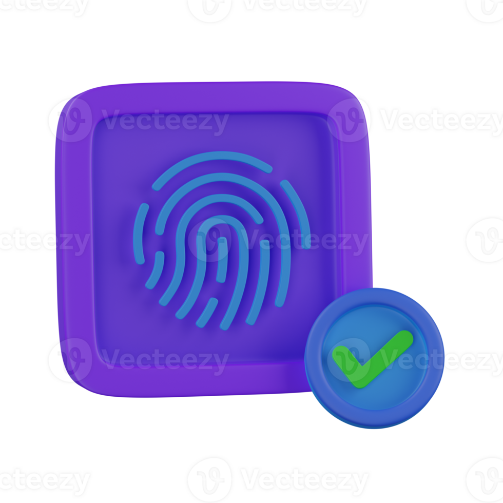3d render FINGERPRINT ACCEPTED illustration png