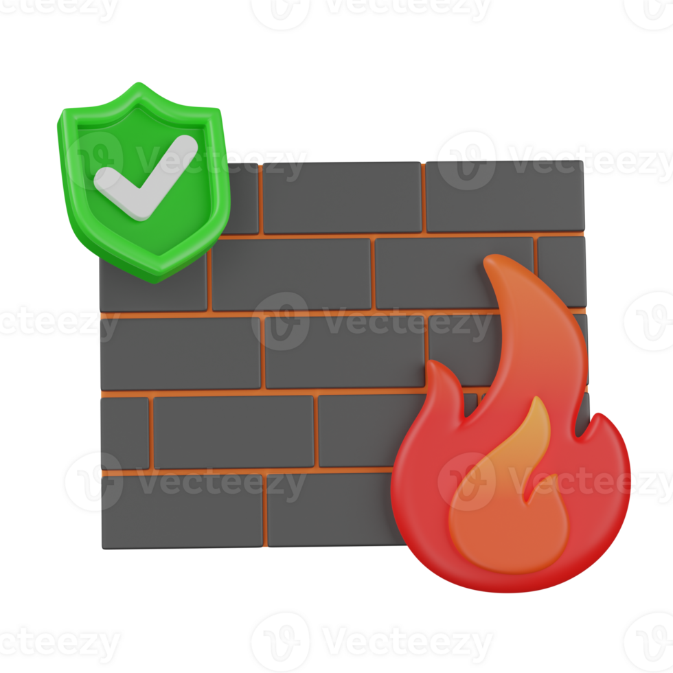 3d render firewall illustration png