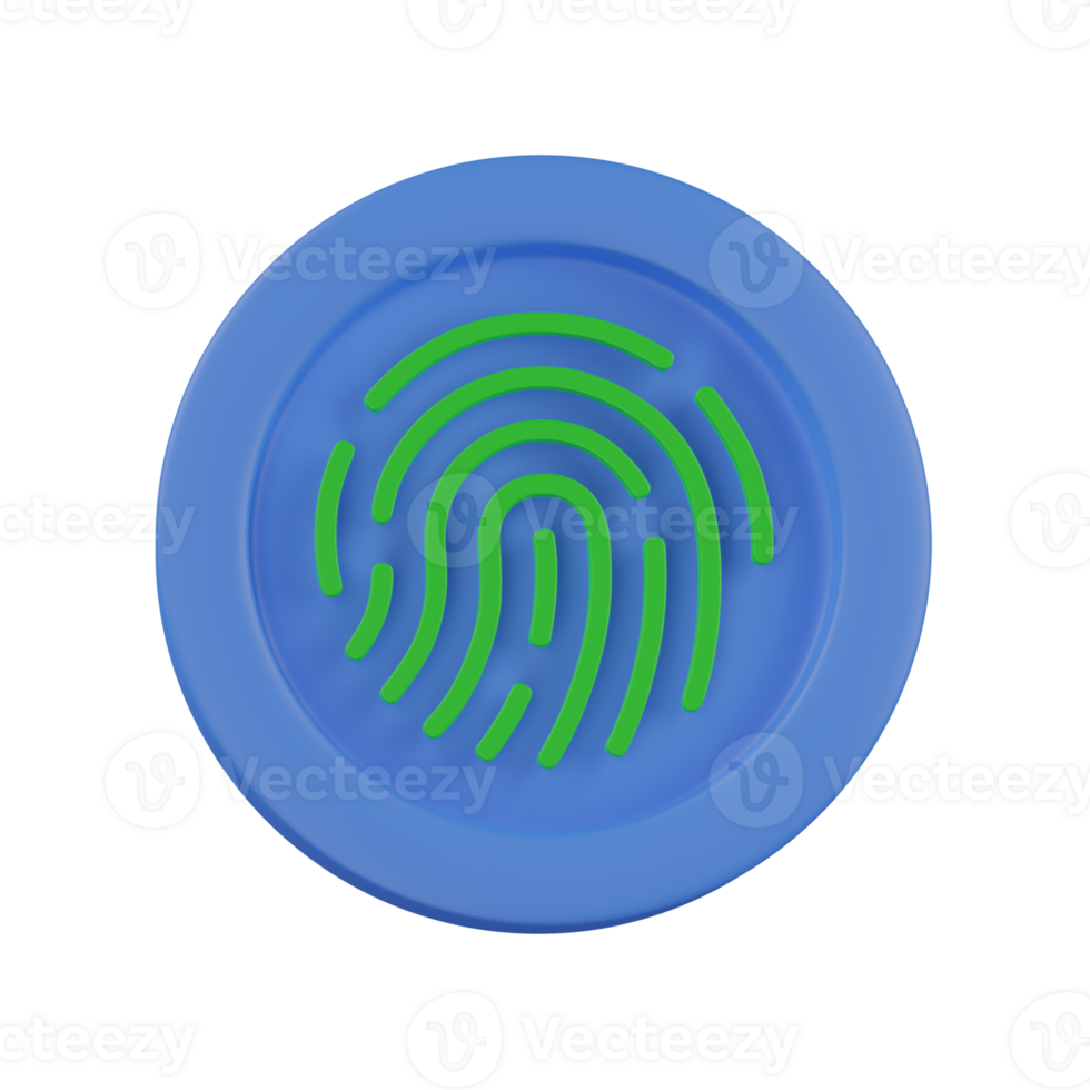 3d render Fingerprint Authentication icon png
