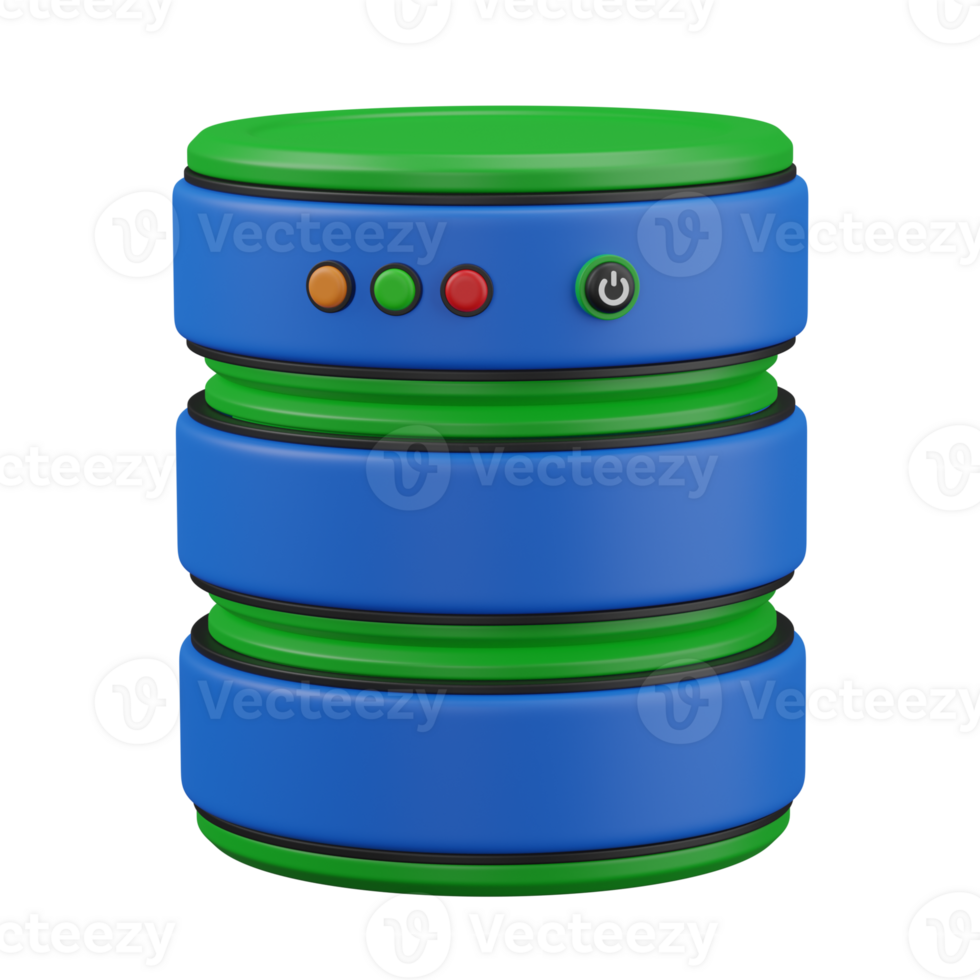 3D Illustration of a Blue and Green Data Server Device icon png