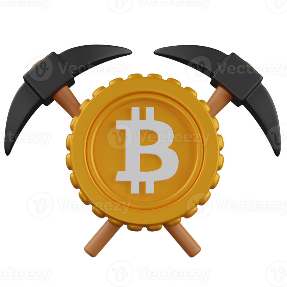 3d rendered Bitcoin Mining Picks icon png