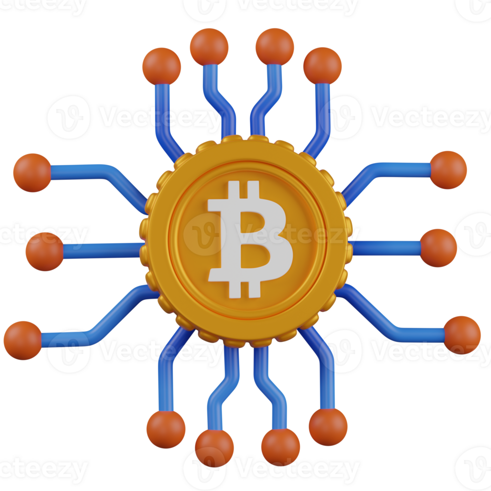 3D Render Bitcoin Network icon png