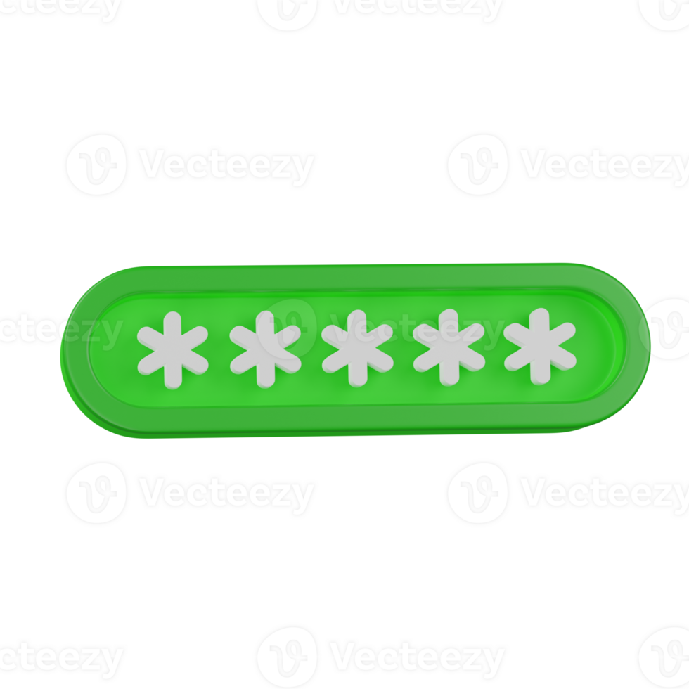 3d render Password with Asterisks icon png