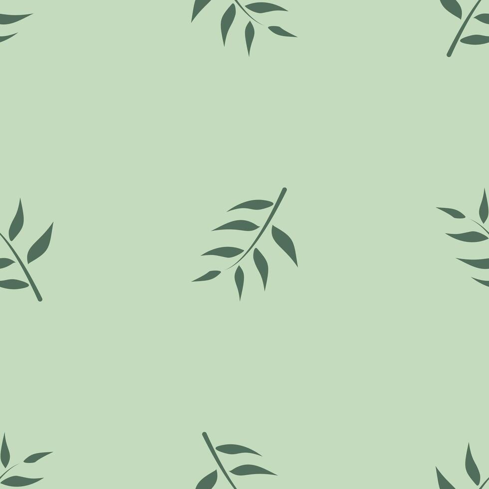A green leaf pattern on a light green background vector