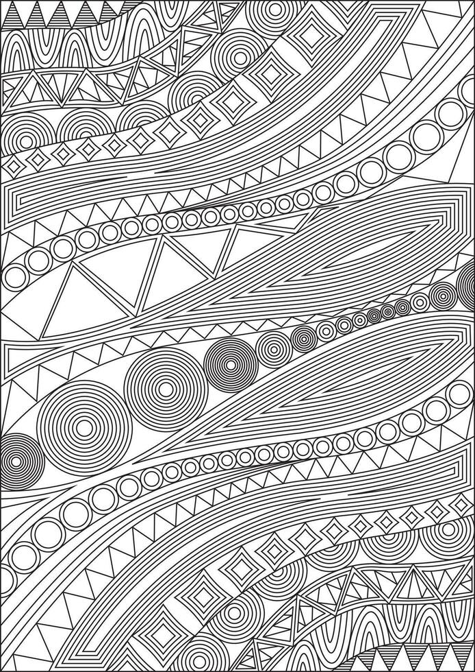 Waves Design Coloring Page For Adult vector