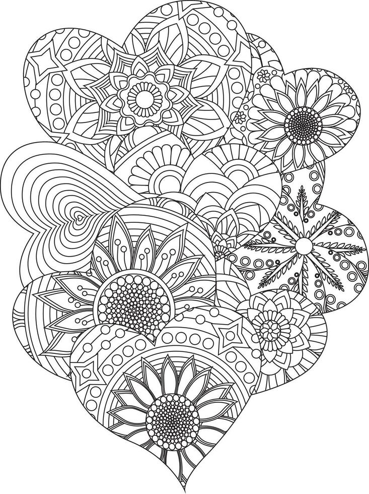 Heart Coloring Pages For Adults Outline vector
