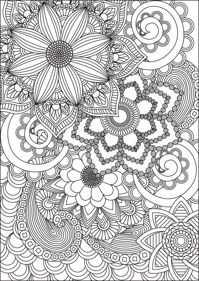 Flower Paisley Coloring Page For Adult vector