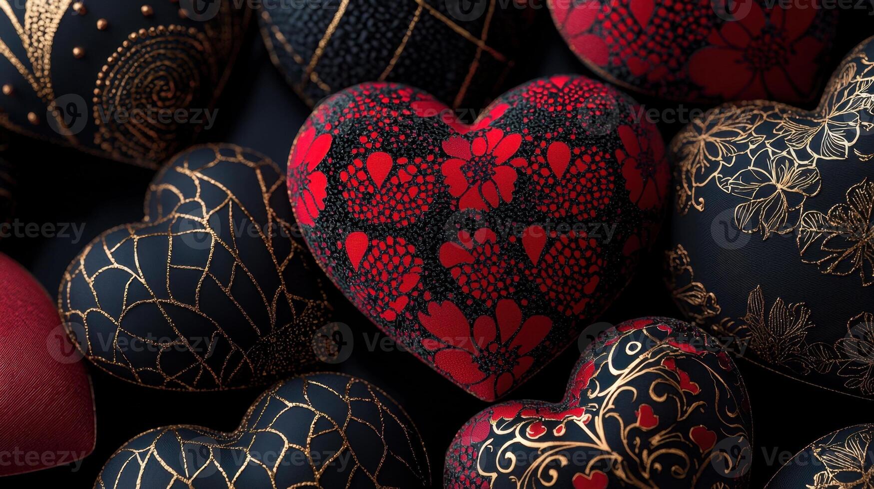 A collection of hearts in various sizes and colors photo