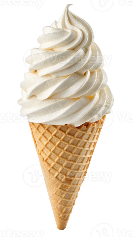 Marshmallow Swirl Ice Cream in a Waffle Cone png
