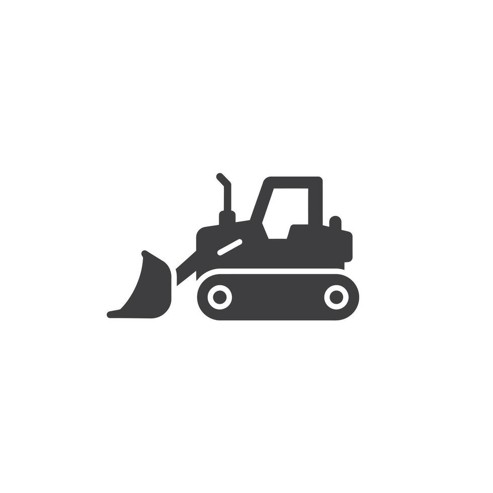 A black and white image of a road bulldozer vector