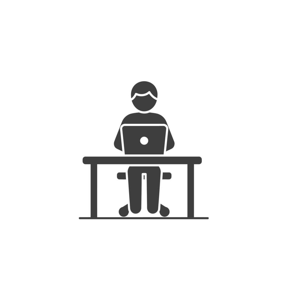 A man is sitting at a desk with a laptop vector