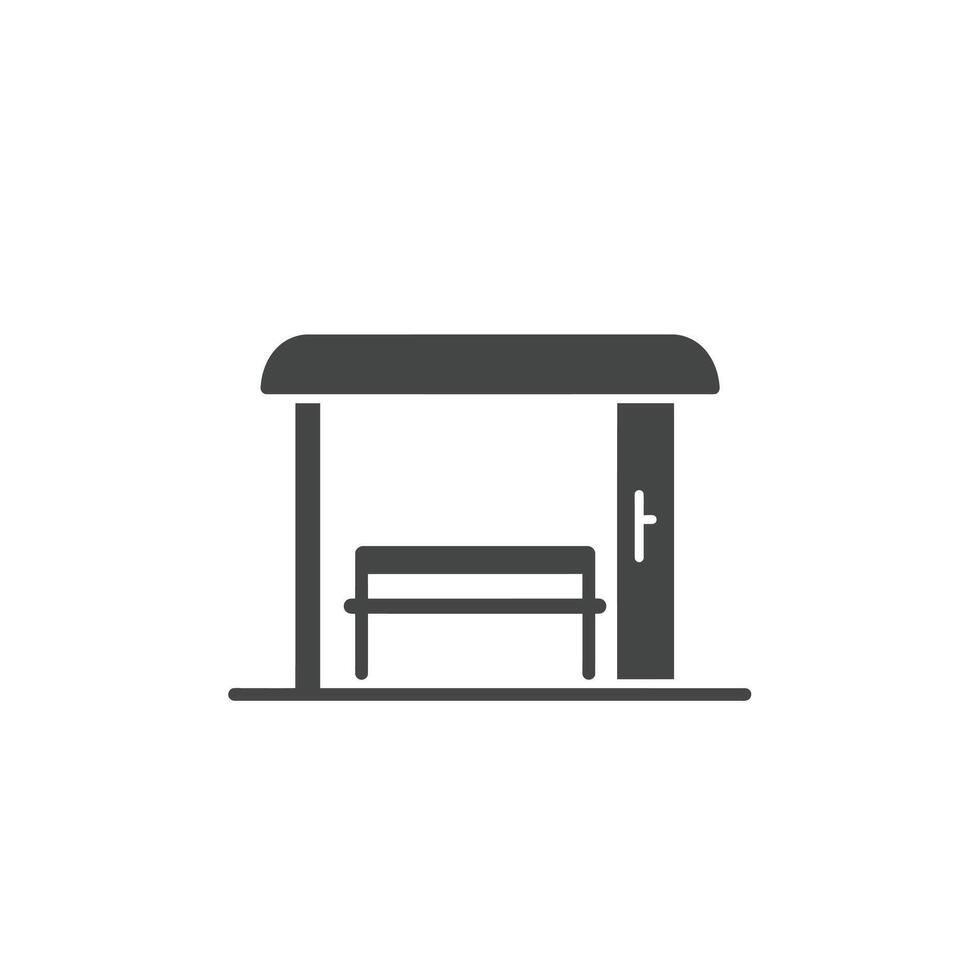 A black and white image of a bench inside a bus stop vector