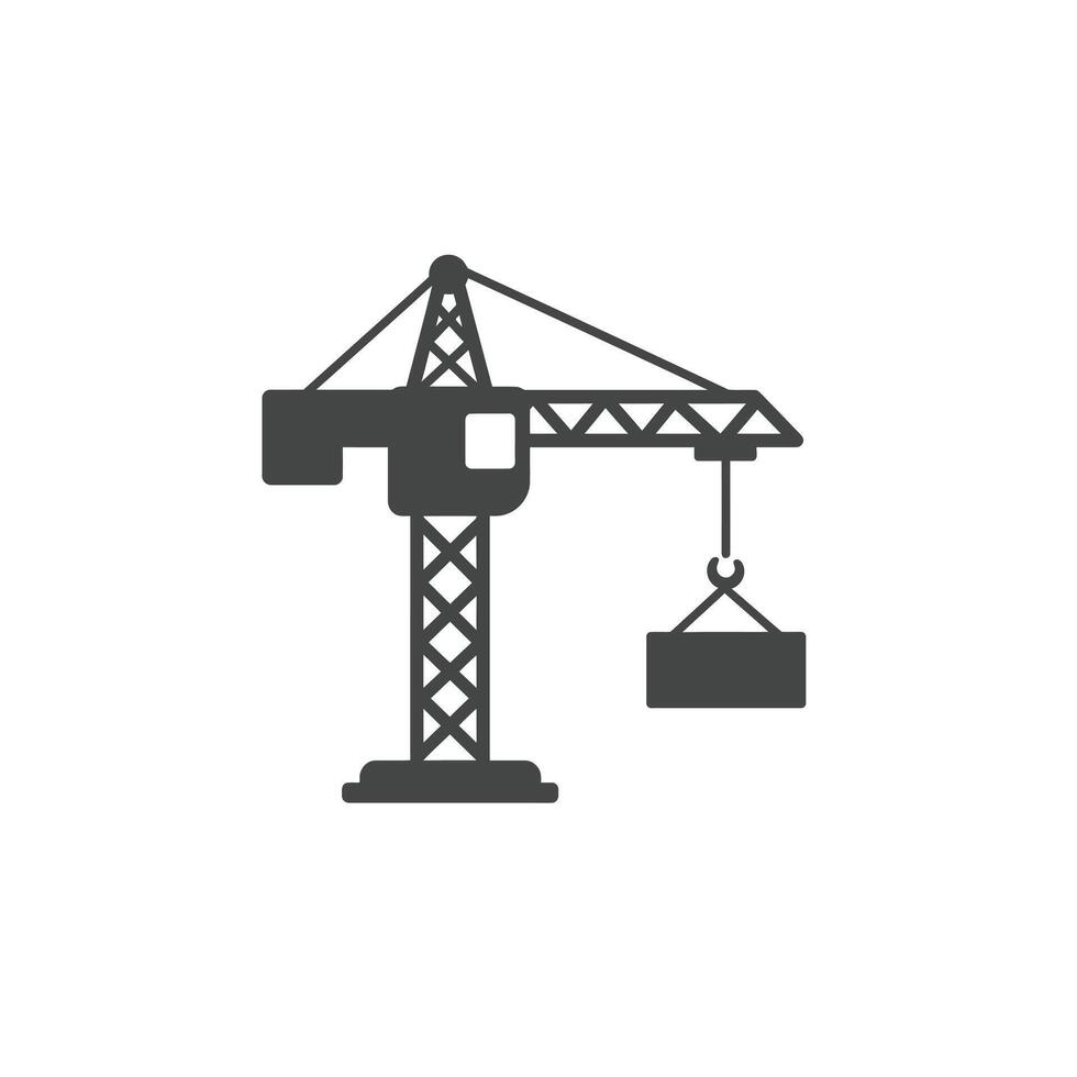 A black and white illustration of a crane with weight vector
