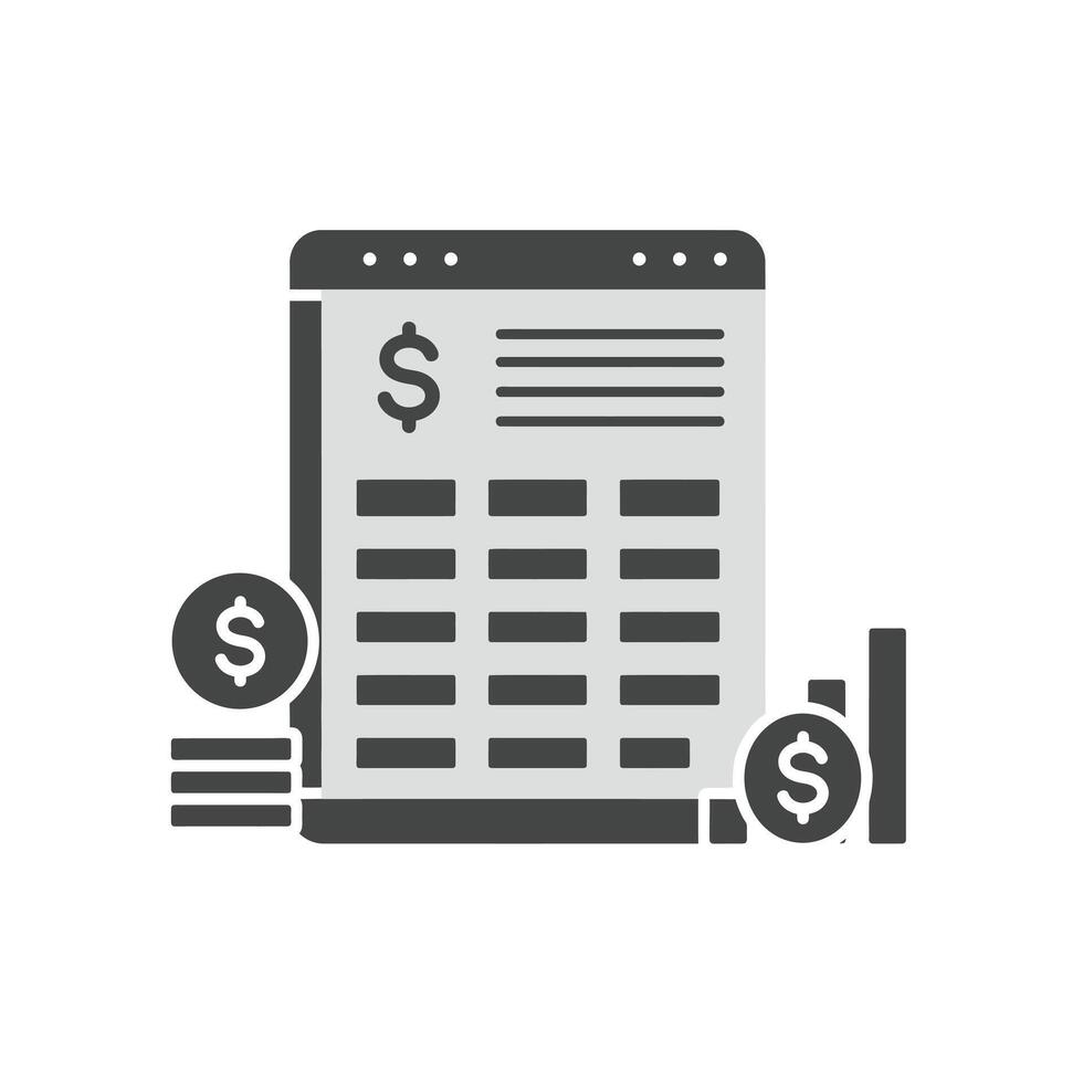 A document with a dollar sign and money vector