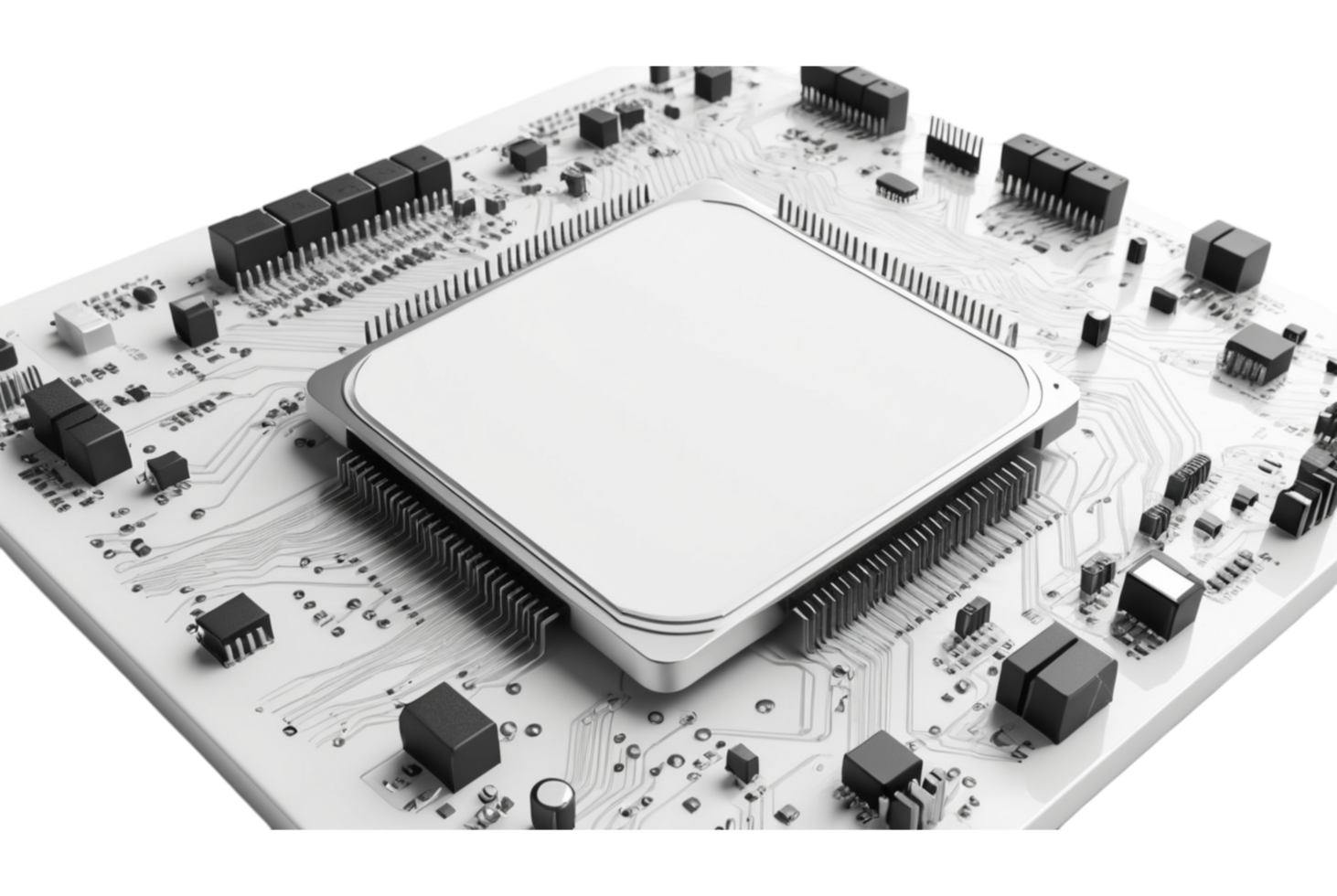 White circuit board with space on the processor innovative design features png