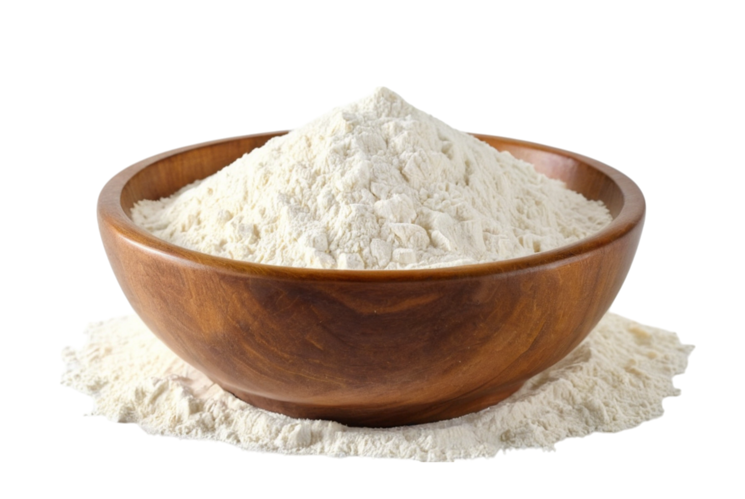 White flour in wood bowl natural purity png