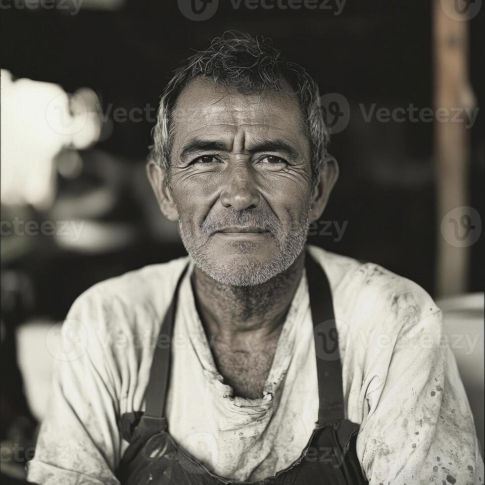A man with a beard and apron photo