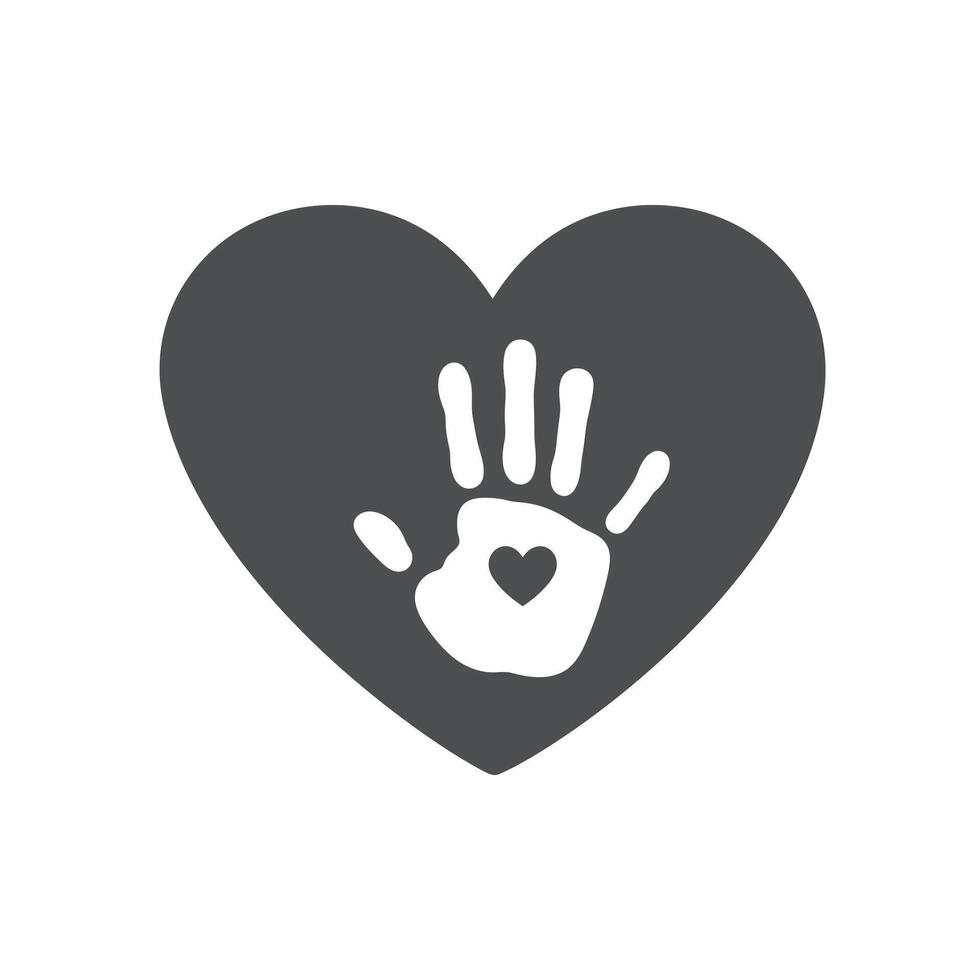 A handprint in a heart icon vector