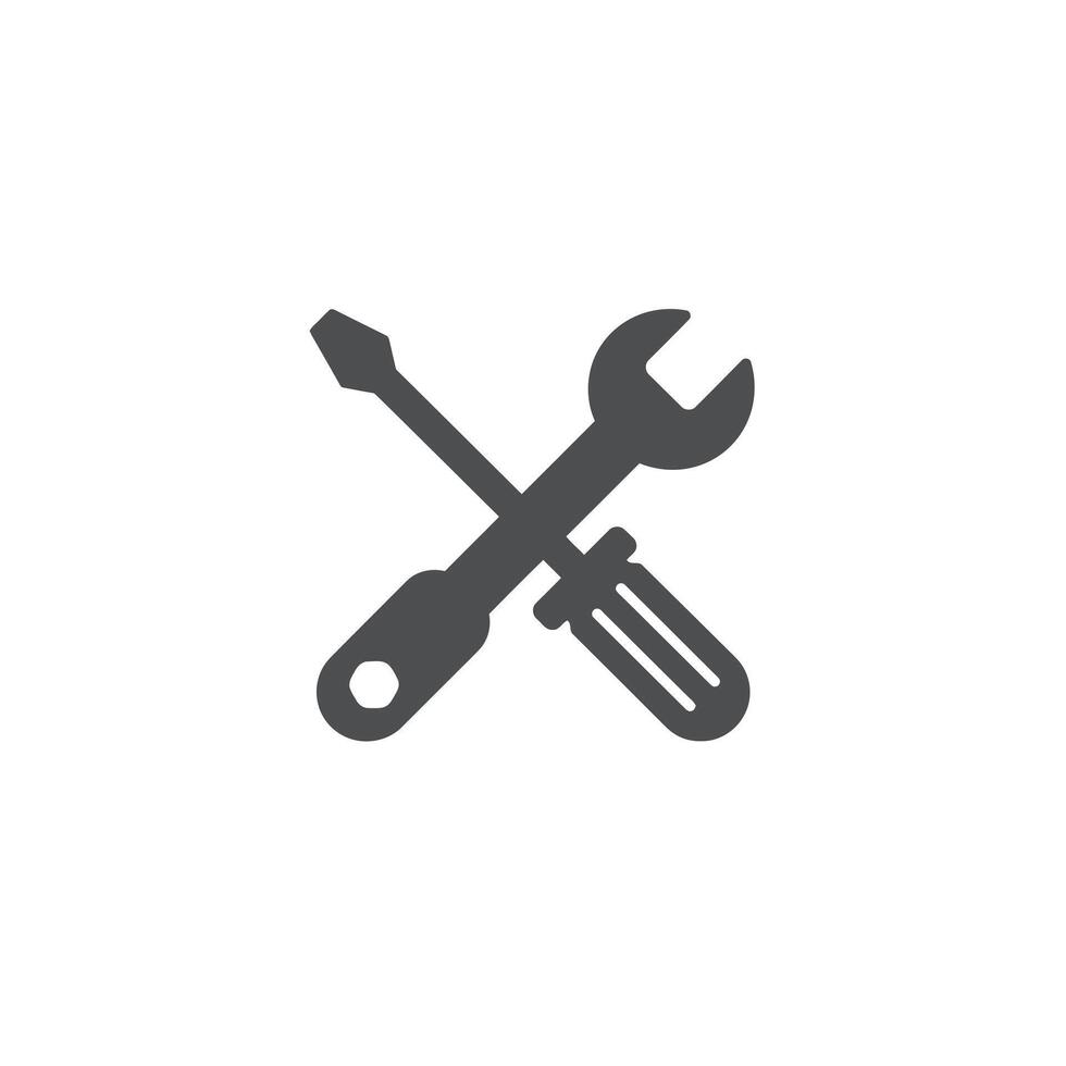 A wrench and a screwdriver icon on a white background vector