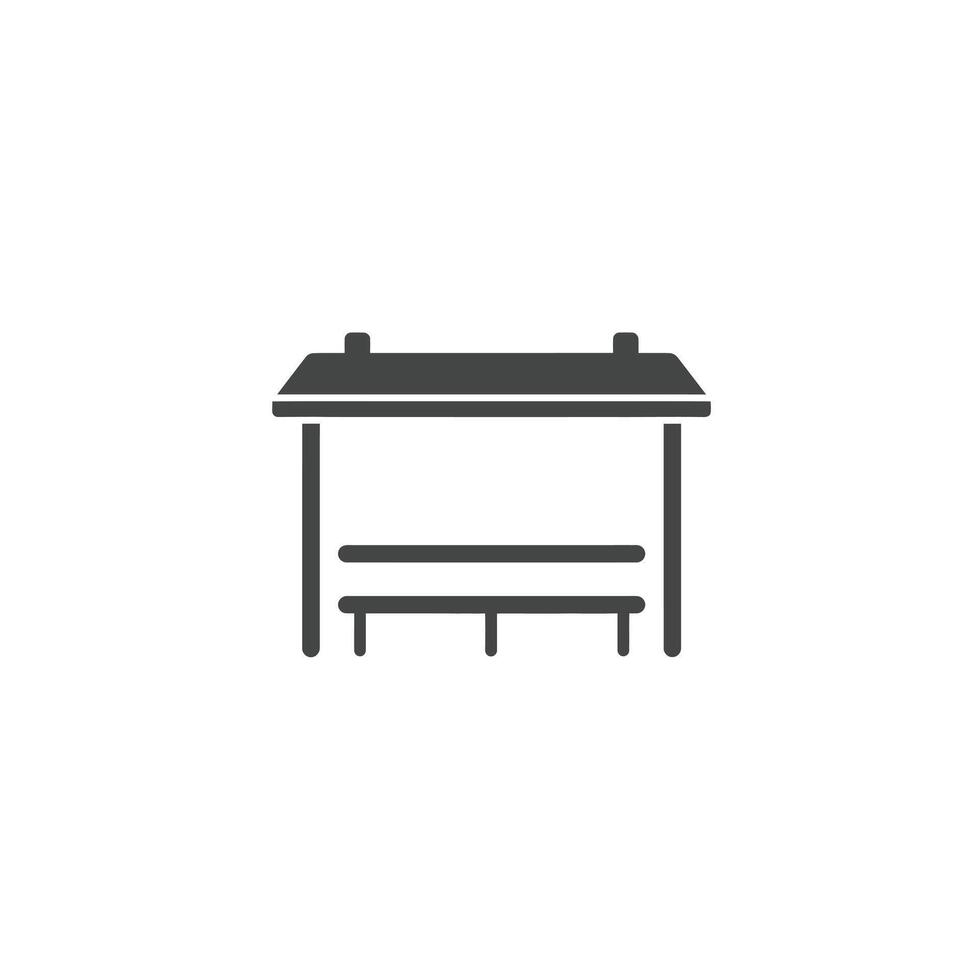 A black and white illustration of a bench and table vector