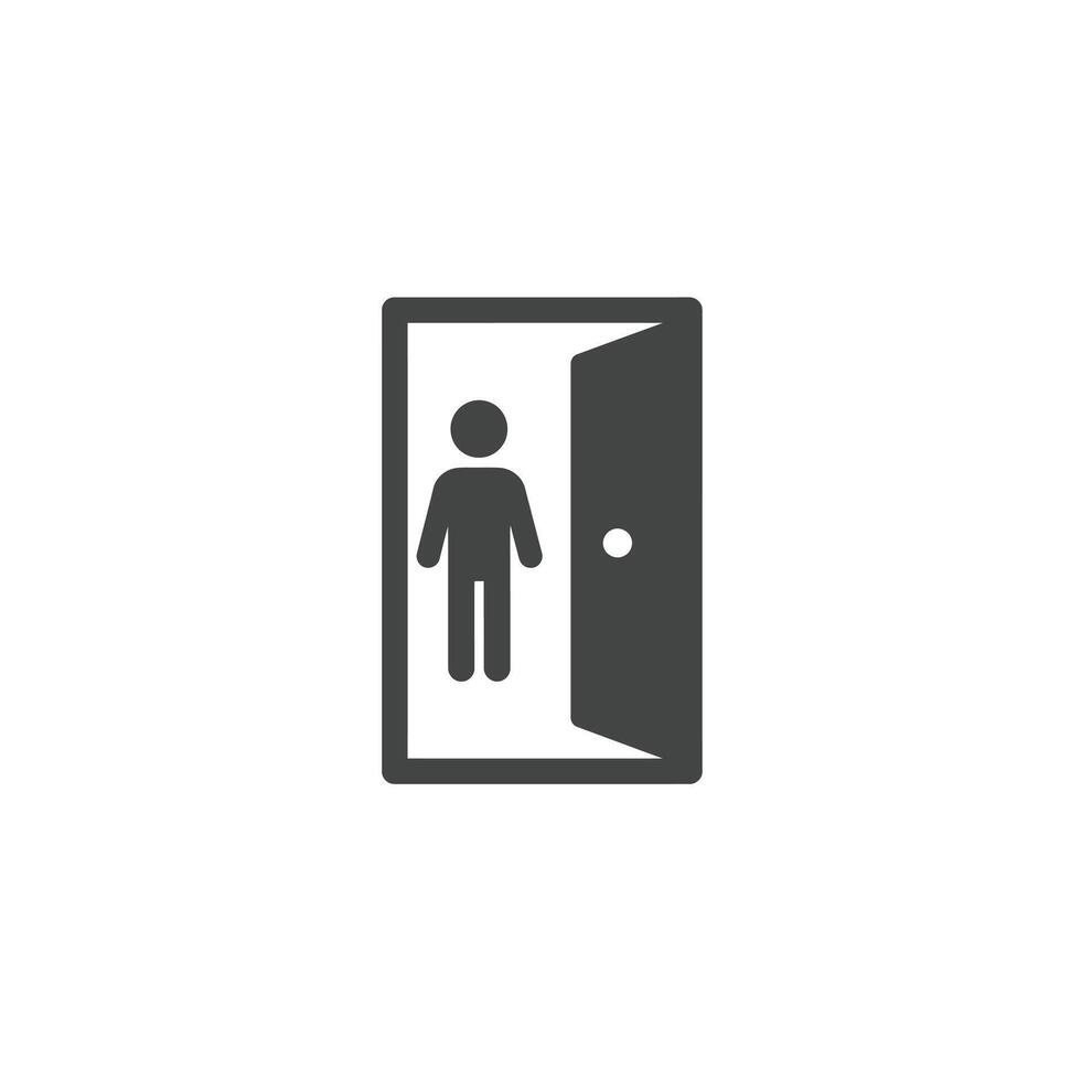 A man standing in an open door icon vector