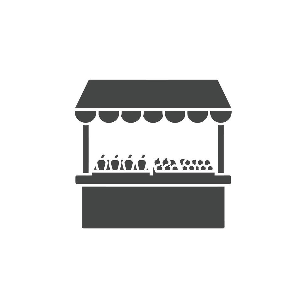 A fruit stand with fruit and vegetables on a white background vector