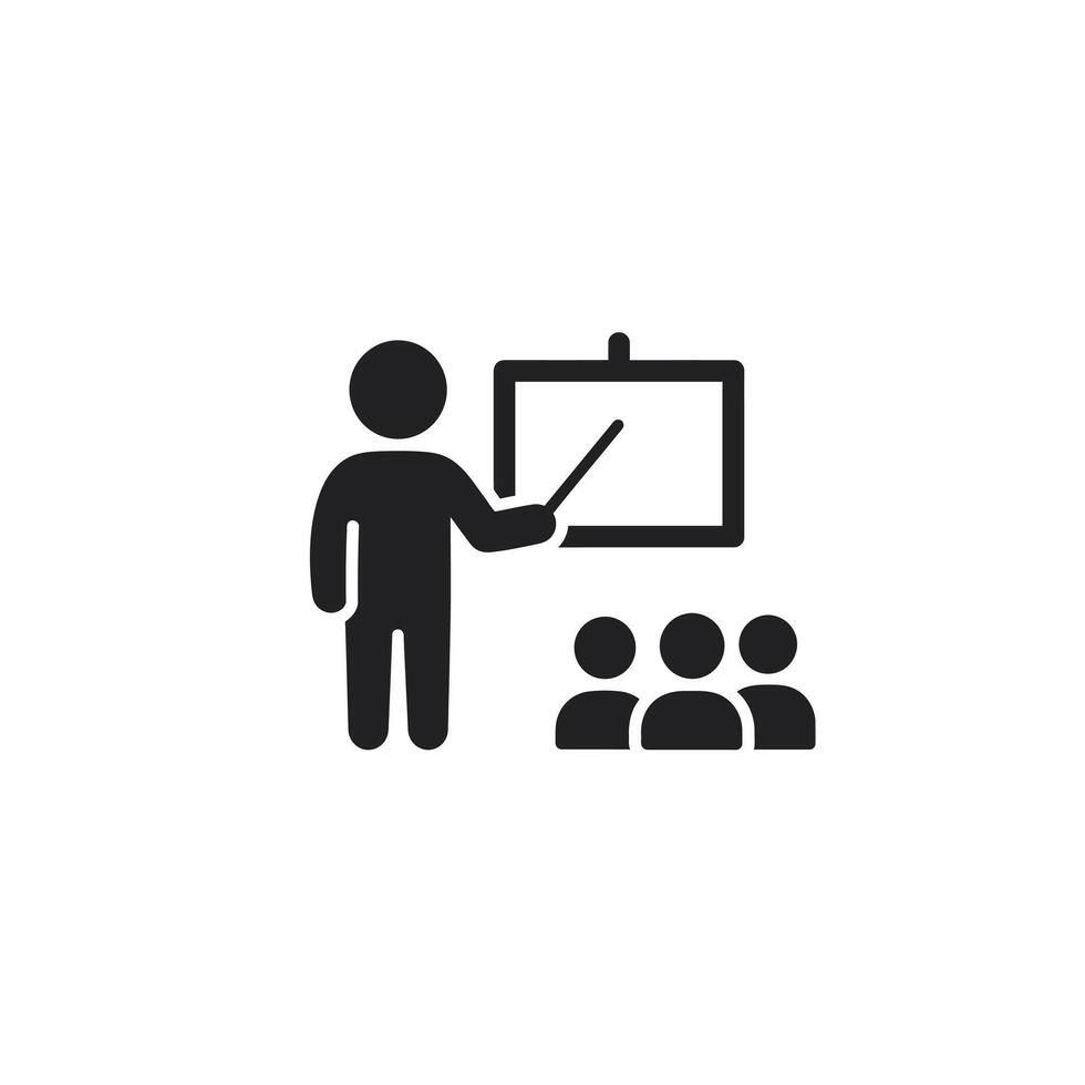 Teacher teaching class icon illustration on white background vector
