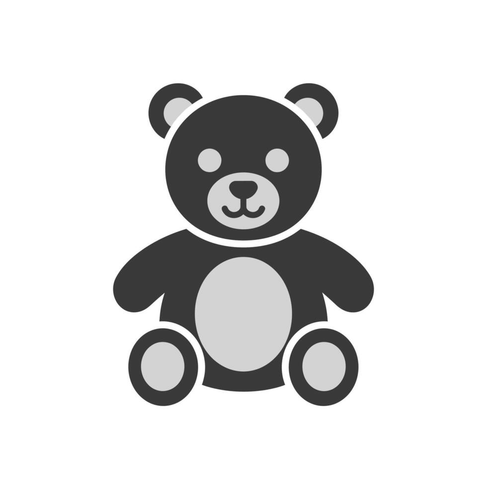 A black and white teddy bear icon on a white background vector