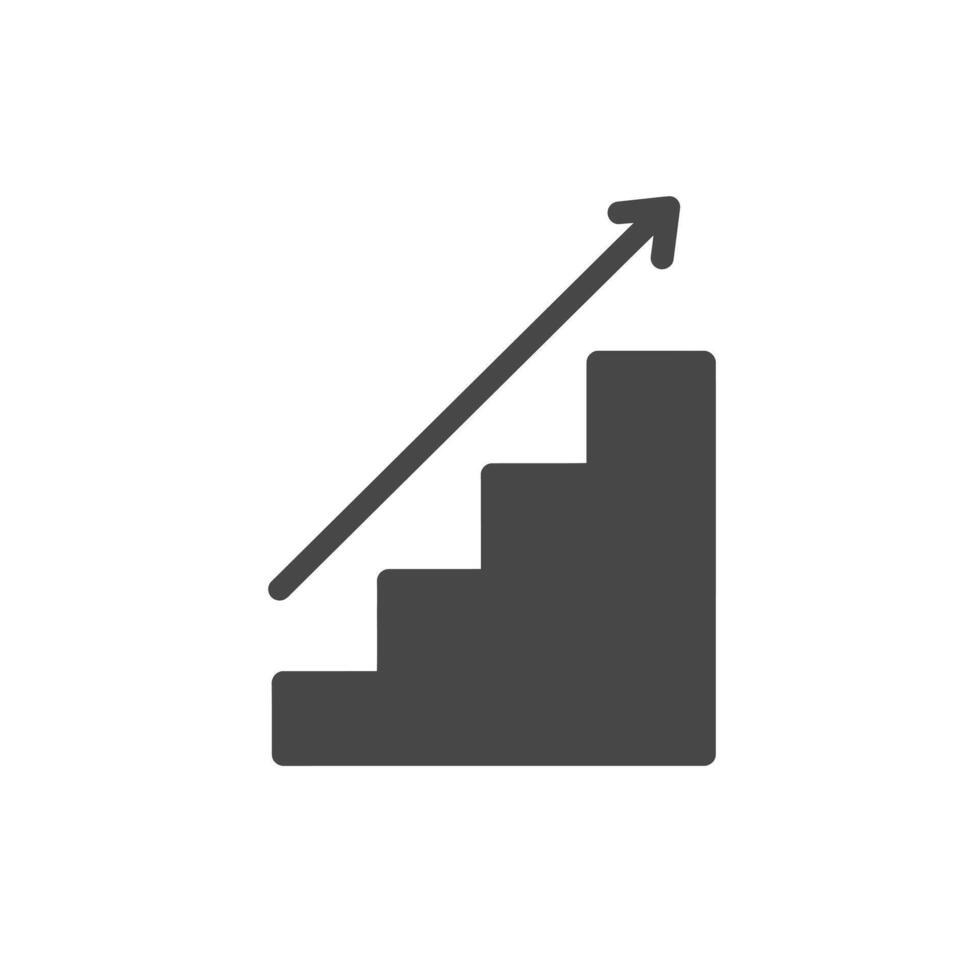 A stairway with an arrow pointing up and a person climbing up vector