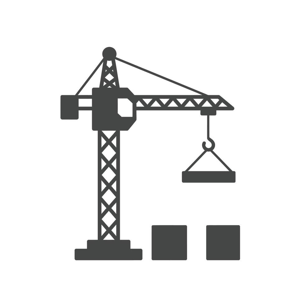 A crane and a block icon on a white background vector