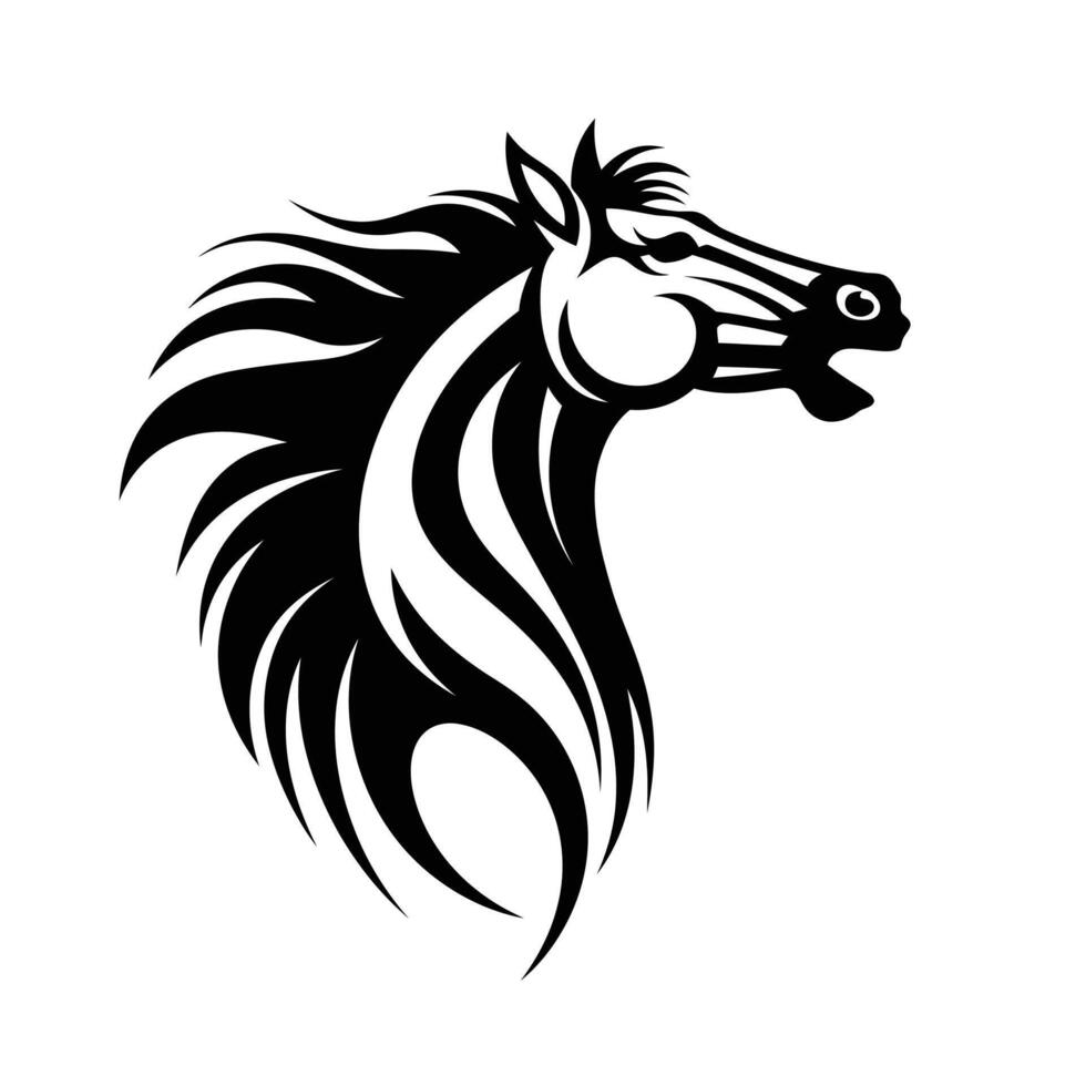 A horse head with a long mane on it vector