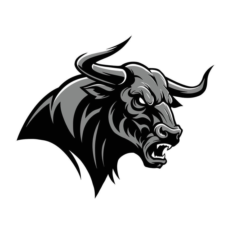 An angry bull head on a white background vector