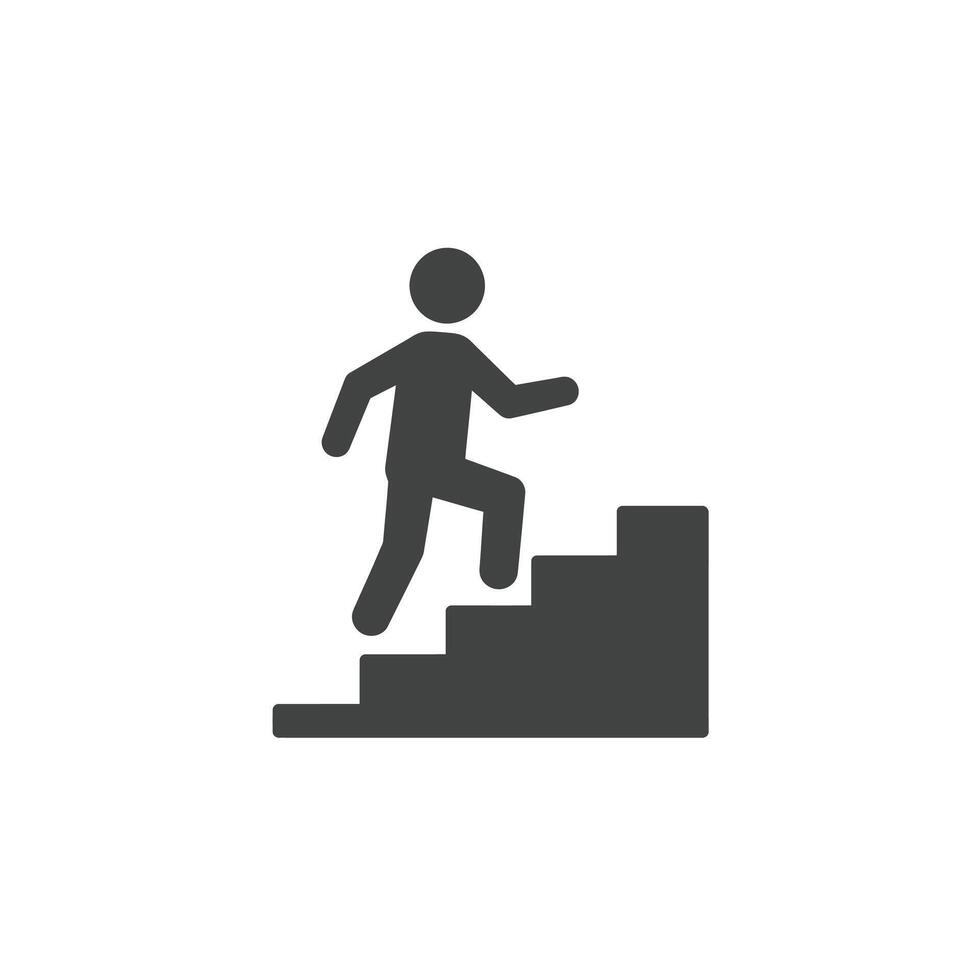 A man is running up the stairs in a flat icon vector