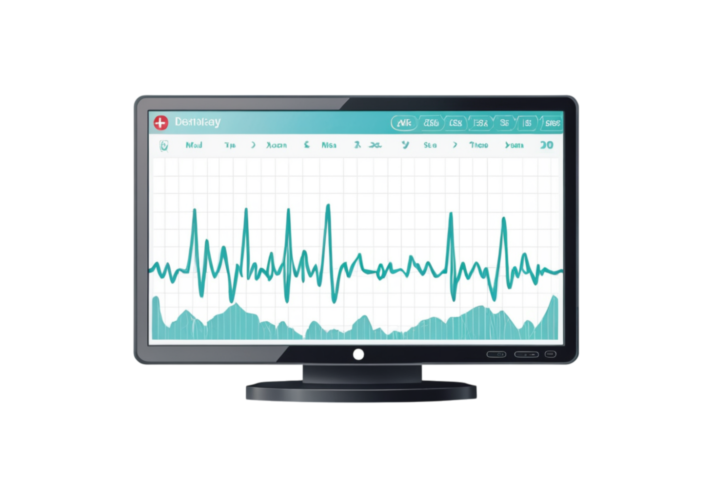 Medical Monitor with Heartbeat Pattern Displays Vital Data png