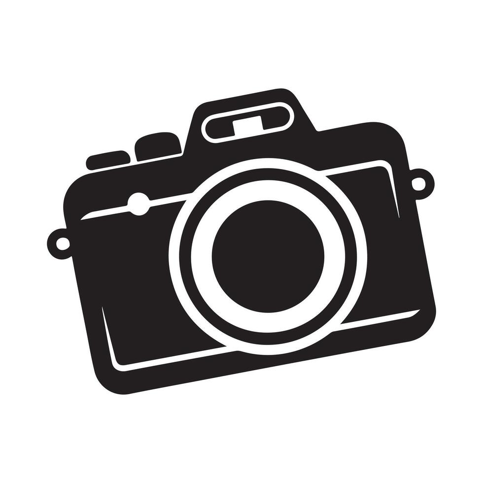Photo camera, simple digital icon. Black linear icon with editable stroke on white background vector